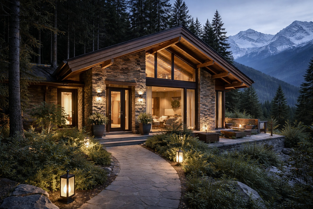 Private Ridge Villa exterior with mountain backdrop
